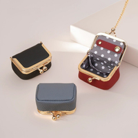 Casing perhiasan kulit Mini, dompet kecil dengan saku ritsleting untuk Airpods koin