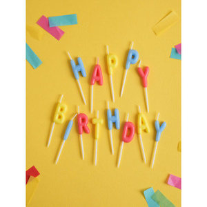 Fatti a mano alfabeto candele di compleanno 13 pezzi Set senza fumo motivo floreale decorativo forma di torta di cera per feste decorazione della casa - Product Image 1