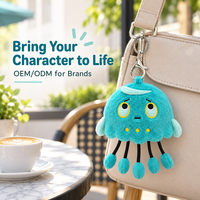 Porte-clés en peluche personnalisé avec logo, animal marin pieuvre mignon, porte-clés promotionnel en peluche, fournisseur de porte-clés en peluche personnalisés, vente chaude