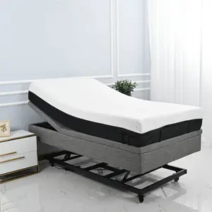 Konfurt वृद्ध देखभाल नर्सिंग बिस्तर उच्च कम समायोज्य यूएसबी चार्ज के साथ एलईडी प्रकाश बिस्तर फ्रेम