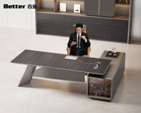 Bureaux de direction en bois de luxe de haute qualité, forme en L, uniques, pour PDG, grand patron, bureau de direction