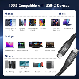 สายเคเบิลธันเดอร์โบลท์ 5 ยูเอสบี 4, ยูเอสบี-ซีสูงสุด 120Gbps, 240W PD3.1 การชาร์จอย่างรวดเร็ว, การถ่ายโอนข้อมูล 80Gbps, ใช้งานร่วมกับอัลตร้าแมคบุคโปร - Product Image 4