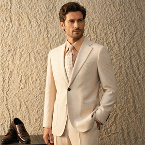 <span class=keywords><strong>Blazer</strong></span> su Misura per <span class=keywords><strong>Uomo</strong></span> in Lana, Lino e Seta <span class=keywords><strong>Beige</strong></span>, Giacca Estiva Traspirante, MTM, OEM, ODM, Basso MOQ, Produzione in Fabbrica - Product Image 6
