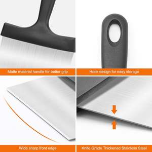 Griddle Scraper Stainless Steel Flat Top Grill Scraper with 5" Handle Sturdy Food Scraper Tool Kitchen for Blackstone Grill - Product Image 6