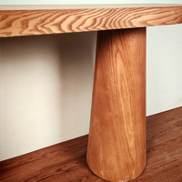 Table console ovale moderne minimaliste en bois massif, table d'appoint rustique faite à la main en bois naturel pour salon