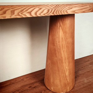 Modern Minimalist Solid Wood Oval Entryway <strong>Console</strong> <strong>Table</strong> Storage Handmade <strong>Rustic</strong> Natural Wood Sofa Side <strong>Table</strong> for Living Room - Product Image 6