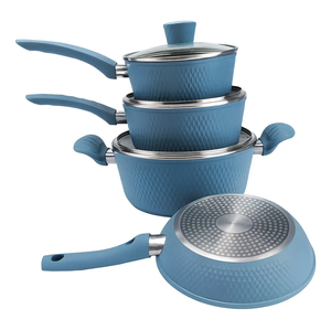 Hot Sale Modern Metal Detachable Handles Clear Glass Lids 7 Piece Ceramic Non-Stick Induction Ready Dishwasher Safe Cookware Set - Product Image 1