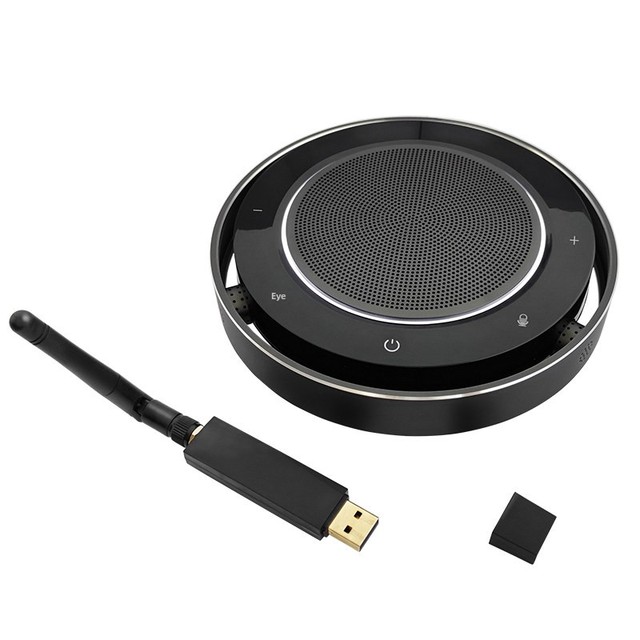 24G Wireless 3Mic Array Omnidirectional Microphone-All-in-One Recording & Playback for Conference Video Conferencing (Black)