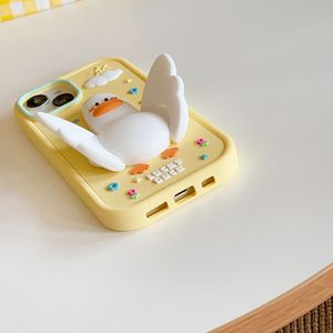 Custodia protettiva per telefono con supporto in Silicone per anatroccolo morbido per custodia per <span class=keywords><strong>iPhone</strong></span> <span class=keywords><strong>11</strong></span> 12 14 13 15 Pro Max <span class=keywords><strong>Cover</strong></span> posteriore per anatra gialla dei cartoni animati - Product Image 2