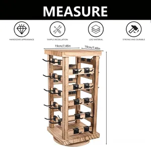 Niseven Custom 5 Tier Sieraden Houder Roterende Sieraden Display Rack Met Verwijderbare Haken Hout Roterende Sieraden Display Stand