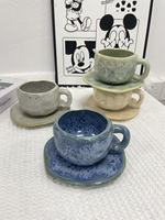 Tasse à café et soucoupe en céramique vintage faite à la main - Grande capacité, idéale pour le latte, cadeau d'anniversaire