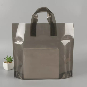 Bolsas de Compras Reutilizables con Asas de Plástico <span class=keywords><strong>Transparente</strong></span> <span class=keywords><strong>Grueso</strong></span>, Impresión de Logotipo Personalizado, MOQ de 100 Piezas para Boutiques de Cosméticos y Tiendas de Ropa - Product Image 1