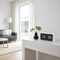 Horloge mécanique rétro blanche à affichage numérique, fonctionnant sur piles, à pages tournantes, modèle de bureau innovant et élégant # HY-F093-W