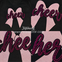 Transferts thermocollants personnalisés en strass rose fuchsia pour maillots de cheerleading