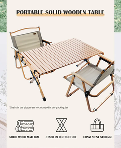 Mesa de camping de madera de pino Mingchan, mesa de rollo de huevo portátil plegable para exteriores, mesas plegables de Picnic para acampar - Product Image 4