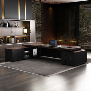 Bureau de direction de luxe bureau en forme de L ensemble table et chaises de bureau pour patron mobilier de bureau en bois bureau design moderne pour PDG - Product Image 3