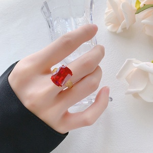 Factory Wholesale Eco-friendly Copper Gold Plated 12*16MM Blue Zircon Vintage <b>Rings</b> Women for Statement - Product Image 6