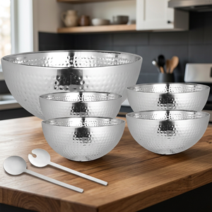 Serving Dining <b>Table</b> <b>Centre</b> <b>piece</b> Decorative Fruit Bowl Salad Bowl Set Fruit Salad Mixing Bowls Stainless Steel - Product Image 1