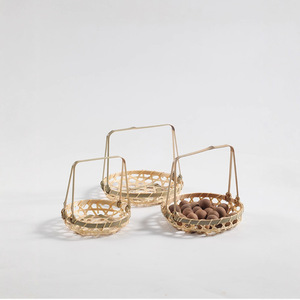 <b>Bamboo</b> Woven Fruit Basket Round Handmade Rattan Food <b>Container</b> For Pastries And Fruits - Product Image 1