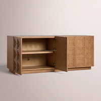 Buffet de style français moderne de luxe à 4 portes, armoires de rangement de cuisine en bois de chêne, meubles de salle à manger