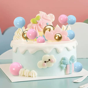 20 pièces en gros, décorations de gâteau d'anniversaire en forme de boules dorées, mini-ballons en mousse pour la décoration de gâteaux - Product Image 2