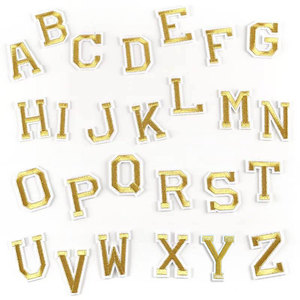 Q108013 letras ropa apliques ropa pegatina hierro en parche 2 pulgadas <span class=keywords><strong>Color</strong></span> liso bordado DIY carta parches - Product Image 2