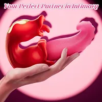 Vibromasseur Godemiché Rose pour Adultes, 10 Modes de Vibration, Stimulateur G-Spot, Clitoris et Anal, Discret, Jouet Sexuel pour Couples, 10 Modes de Léchage et de Balancement