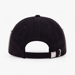 Gorra de Béisbol de 6 Paneles de Gamuza de Lujo con Logotipo Personalizado al por Mayor, con Bordado de Chenilla y Pedrería Plateada Brillante de Alta Frecuencia - Product Image 4