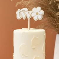ECCOBELLA Décoration de gâteau réutilisable en acrylique double couche imprimée UV, motif marguerite adorable, pour anniversaire de bébé
