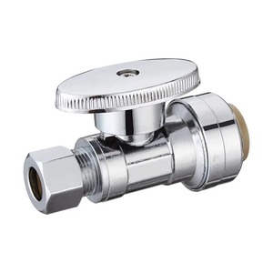 Robinet d'angle à compression Push Connect en laiton chromé, à commande par tête de poussée, à 1/4 de tour, pour plomberie - Product Image 6