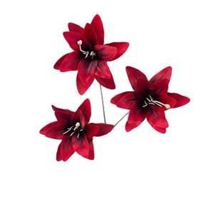 Fleurs artificielles de lys à double couche simulées en plastique et tissu, imperméables, pour décoration de mariage, maison, extérieur et arrangements de bureau - Product Image 5