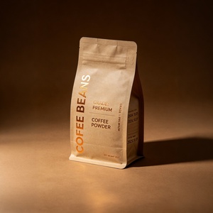Bolsa de papel kraft biodegradable con revestimiento de PLA, base plana, impresa a medida, para envasado de alimentos, granos de café, con válvula. - Product Image 3