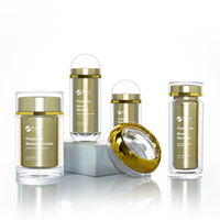 Flacon Rond Doré Double Couche en Plastique pour Capsules de Vitamines et Nutriments, Bouteille de Voyage Pratique pour Médicaments et Pilules