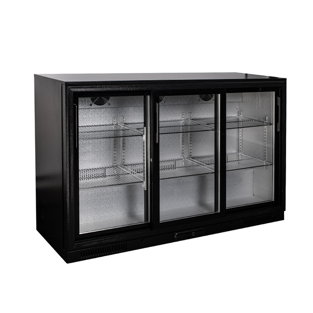 Wholesale Commercial 338L Mini Beverage Fridge Display Cooler Back Bar Beer Fridge Three Sliding Doors showcase Drink Freezer