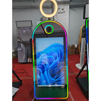BM 70 Pouces Rétro Cabine Photo Miroir Magique avec Appareil Photo et Imprimante Écran Tactile Selfie Vintage en Bois