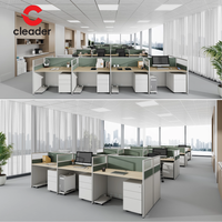 Ensemble complet de mobilier de bureau exécutif avec cloison, poste de travail modulaire pour 6 personnes