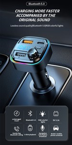 C26 Xe Thuốc Lá Nhẹ Hơn <span class=keywords><strong>Bluetooth</strong></span> MP3 Máy Nghe Nhạc Xe Hands-Free USB Sạc FM Transmitter Ánh Sáng Môi Trường Xung Quanh 3.1A - Product Image 6