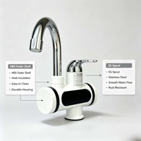 Robinet d'eau chaude électrique à chauffage rapide 220V 3000W/3500W avec buse isolée en acier inoxydable, utilisation autonome pour la maison et la voiture