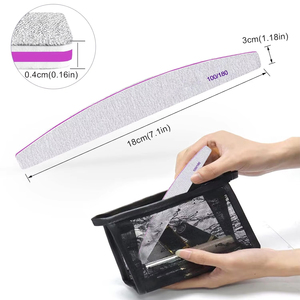 Профессиональные многоразовые двусторонние пилки для ногтей Half Moon с абразивностью 100/80 грит для домашнего и салонного использования - Product Image 6