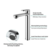 Robinet de lavabo moderne en laiton chromé pour hôtel et appartement, mitigeur de salle de bain à eau chaude et froide, à poser sur le comptoir