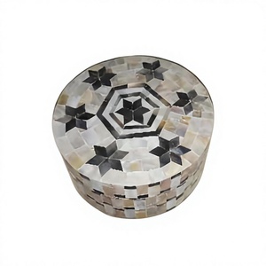 Boîte en nacre de forme ronde à thème multicolore avec design standard de haute qualité pour la décoration intérieure Article de cadeaux - Product Image 1