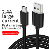 Câble de données micro USB-A 2.4A à courant élevé, charge rapide de qualité, compatible avec les montres intelligentes, les tablettes, les ordinateurs, câble micro tressé rapide pour appareil photo