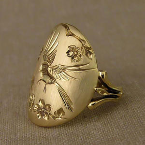 Anillo con Sello de Flor de Golondrina de Estilo Chino Tradicional, Joyería con Incrustaciones de Oro, Regalo - Product Image 3