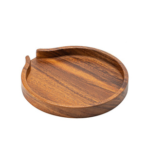 Plateau à thé en bois de noyer, rond, en bois massif, plateau de rangement pour thé Pu'er, accessoire multifonctionnel pour la cérémonie du thé - Product Image 5