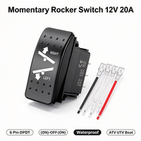 Interrupteur à bascule momentané 12V 20A 6 broches DPDT (ON)-OFF-(ON) étanche pour VTT UTV Bateau Marine