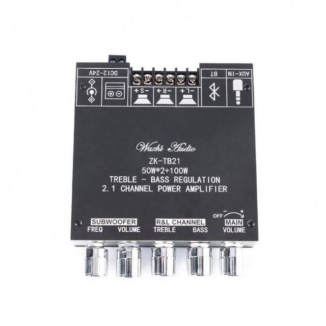 NewRJ ZK-TB21 Amplifier Board 50W*2+100W Treble Bass Regulation 2.1 Channel BT Digital Power Module