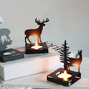 Desktop Decoration Items Home Decor Deer-Shaped Table Centerpiece Decorative Votive Tea Light Candle Holder Metal Candlesticks