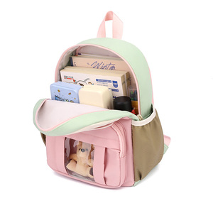 Fashionable Geometric Waterproof Ridge Protection Oxford <b>Backpack</b> Students <b>Large</b> Capacity Lightweight Design Kindergarten Small - Product Image 6