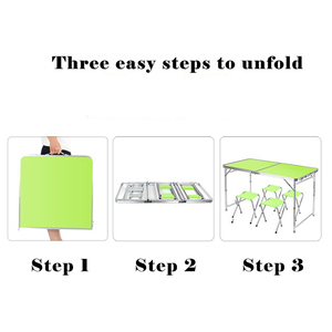 <span class=keywords><strong>Mesa</strong></span> de <span class=keywords><strong>Camping</strong></span> Plegable de Aleación de Aluminio de 4 Pies de Altura Ajustable con 4 <span class=keywords><strong>Sillas</strong></span>, <span class=keywords><strong>Mesa</strong></span> de Picnic Portátil Resistente al Agua - Product Image 4