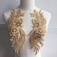 Appliques en dentelle de maille de luxe brodées de perles et de paillettes multicolores par paire pour robe de soirée LT2778A
